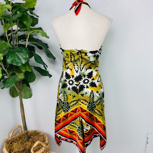 Rubber Ducky Productions Abstract Asymmetrical Halter Top Backless Mini Dress - Picture 2 of 5